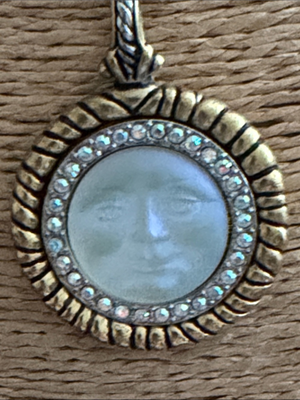 Kirk’s Folly Moon Face Opal Pendant Necklace - Gold-Tone with Iridescent Center - Picture 5 of 10